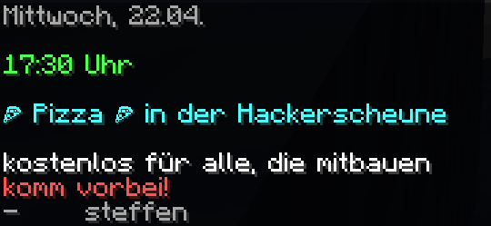 es gibt Pizza …